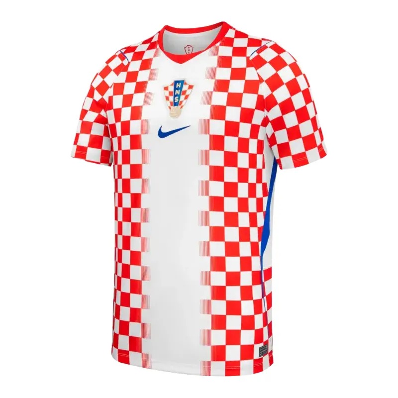 Croatia 2026 home jersey with signature red and white checkered pattern and HNS crest