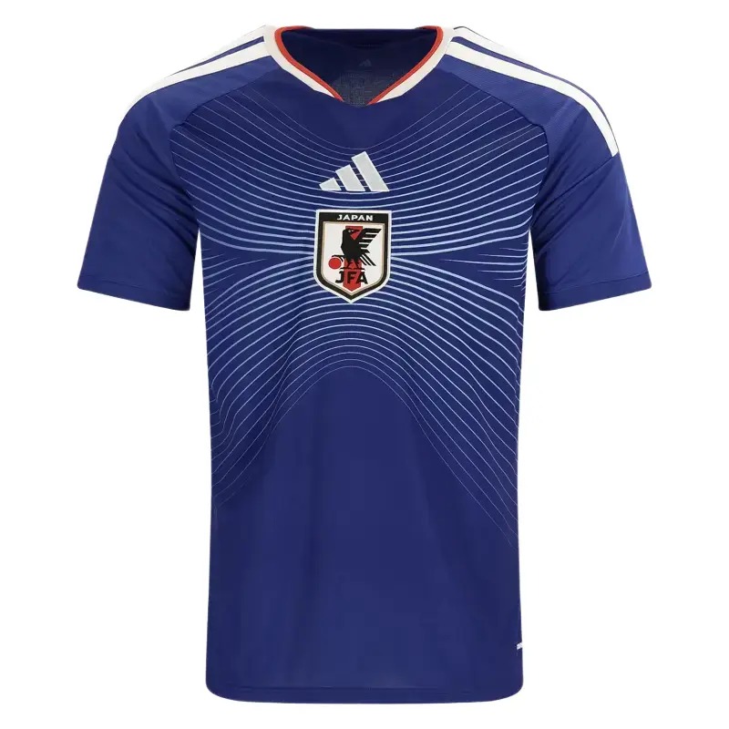 Japan 2026 home jersey in navy blue with Adidas branding and JFA crest