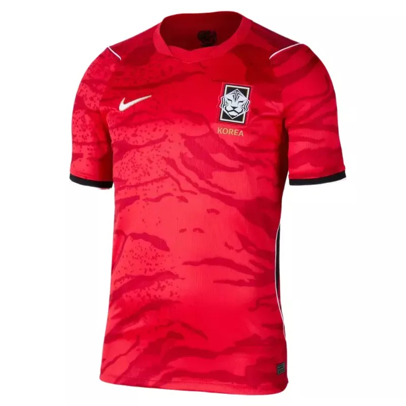 South Korea 2026 home jersey in red with Nike branding and KFA tiger crest